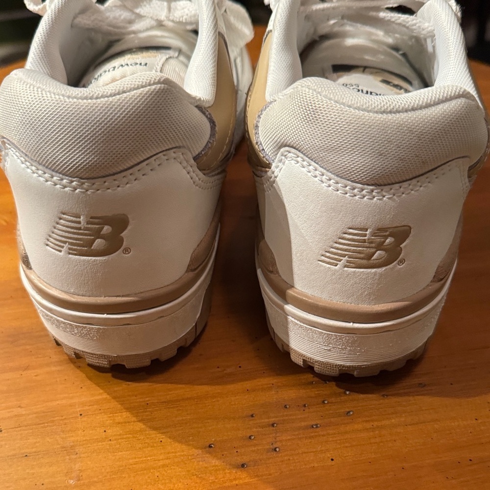 New Balance White and Tan 550 Sneakers - Picture 5 of 8